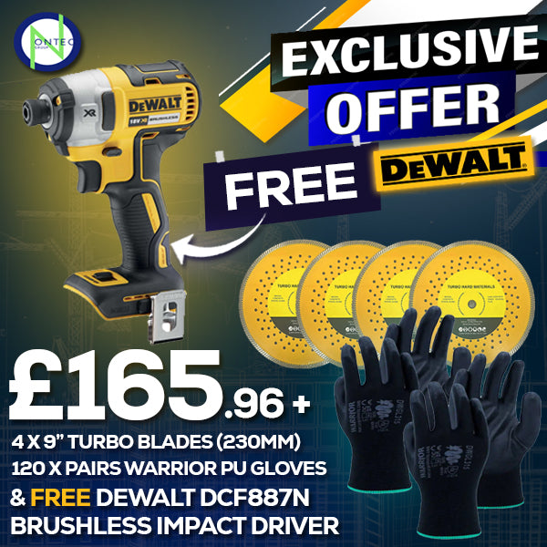 120 x Gloves, 4 x 9" Blades Free DCF887N Impact Driver