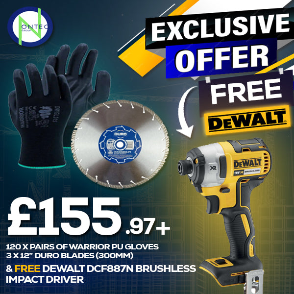 120 x Gloves, 3 x 12" Blades Free DCF887N Impact Driver