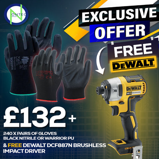 120 x Gloves With Free DCF887N Impact Driver
