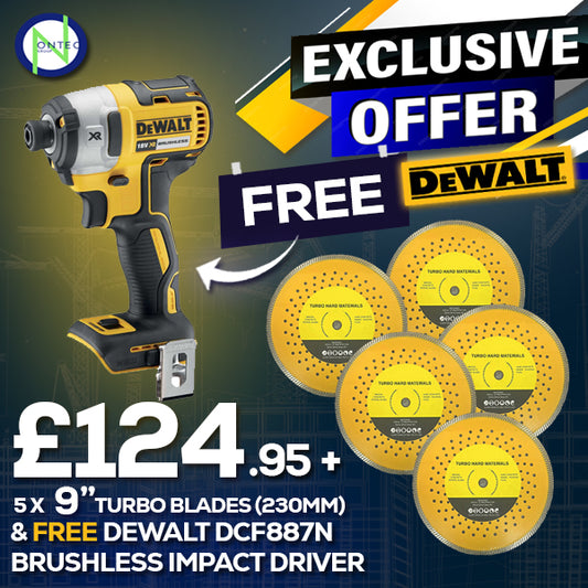 5 x 9" Turbo Blades with Free DCF887N Impact Driver