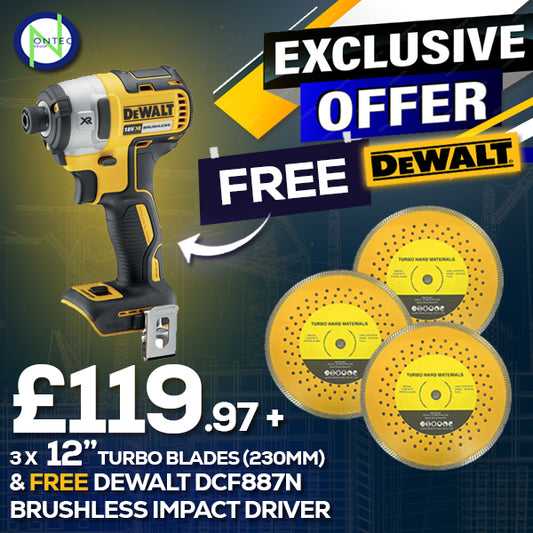3 x 12" Turbo Blades with Free DCF887N Impact Driver